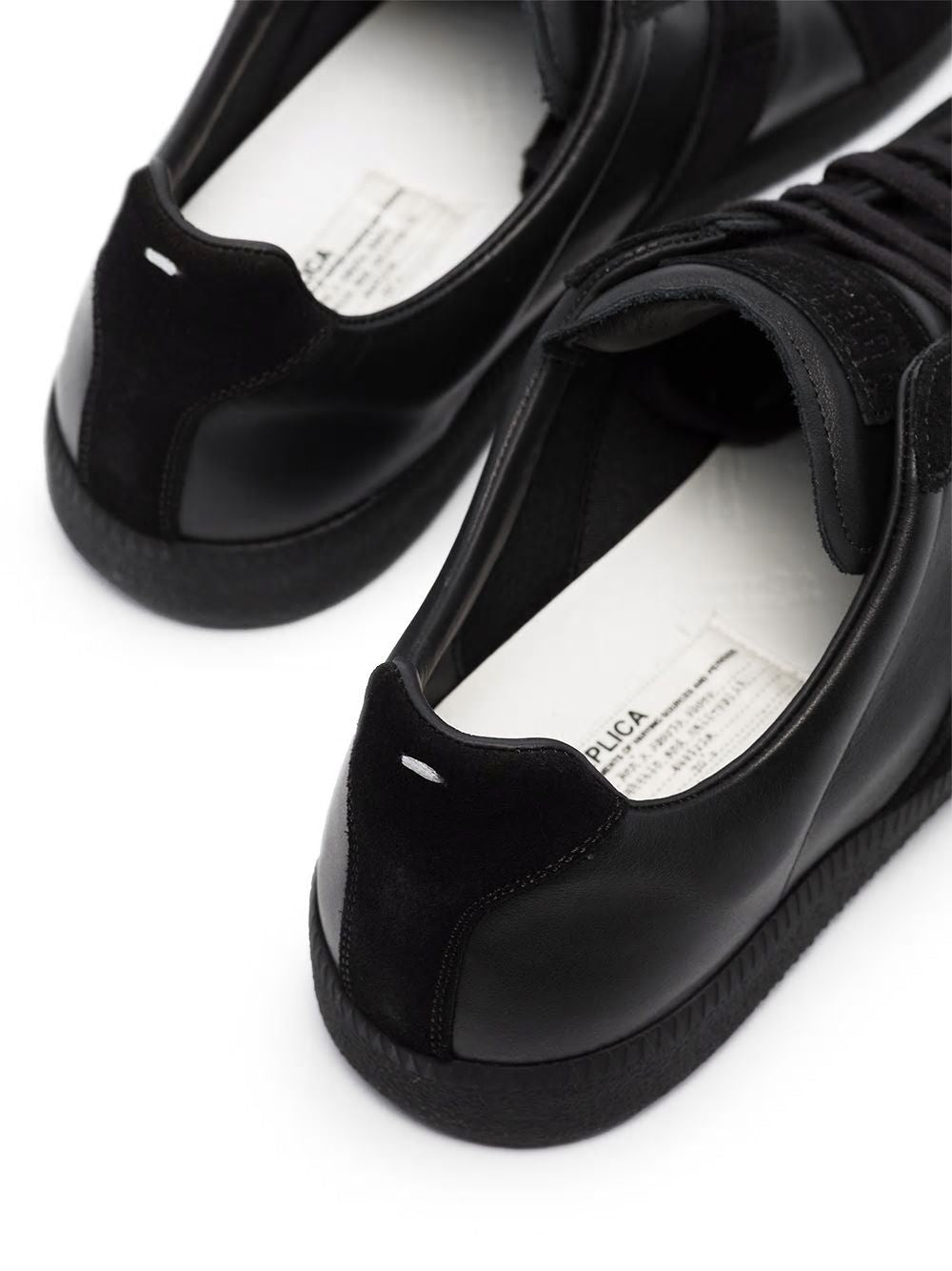 MAISON MARGIELA Elegant Black Leather Sneakers with Suede Accents