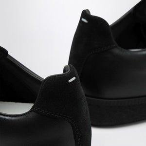 MAISON MARGIELA Elegant Black Leather Sneakers with Suede Accents