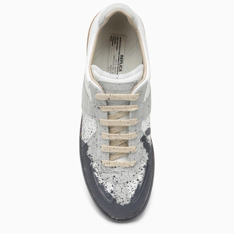 MAISON MARGIELA White Patent Leather Splatter Trainers for Men