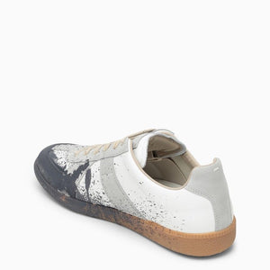 MAISON MARGIELA White Patent Leather Splatter Trainers for Men