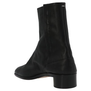 MAISON MARGIELA Black Leather Men's Ankle Boots for FW23 Season