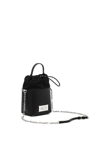 MAISON MARGIELA Jet Black 5AC Number Patch Bucket Handbag for Men