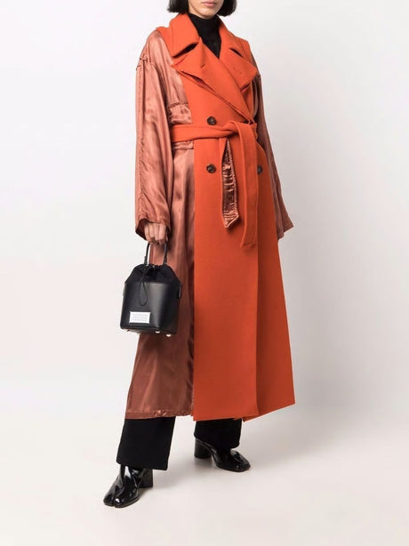 MAISON MARGIELA Chic Black Leather Mini Bucket Shoulder Bag for Women, 15x23x12 cm