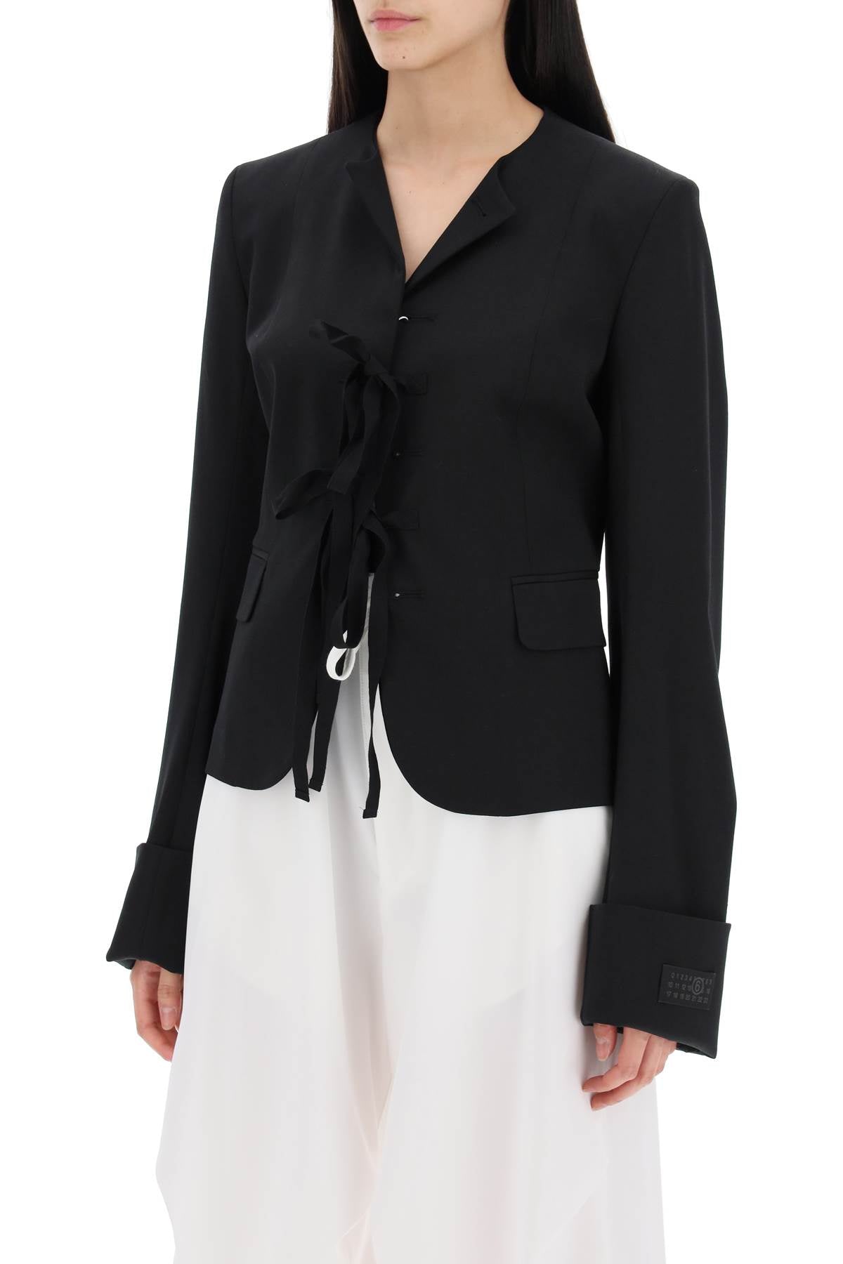 MM6 MAISON MARGIELA Stylish Black Single-Breasted Blazer for Women - SS24 Collection