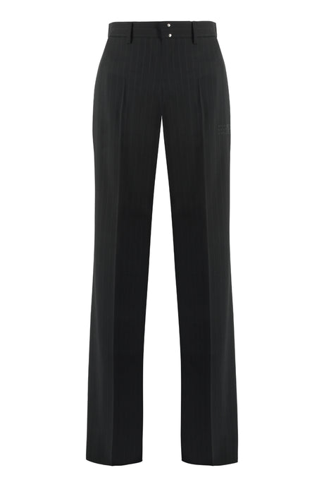 MM6 MAISON MARGIELA Black Striped Wool Blend Trousers for Women - SS23 Collection