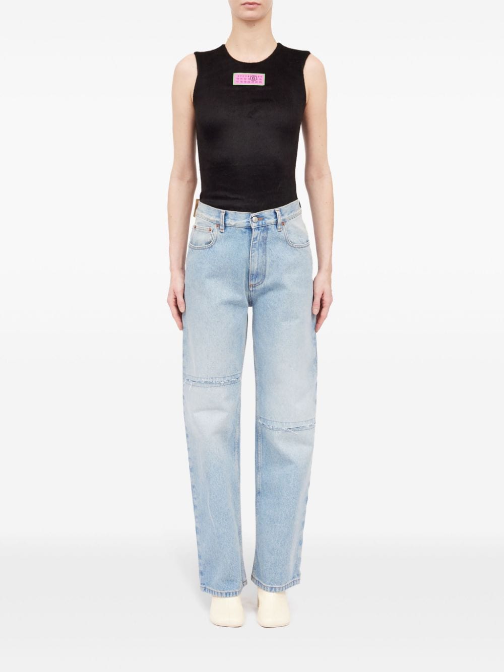 MM6 MAISON MARGIELA High-Waisted Distressed Denim Jeans