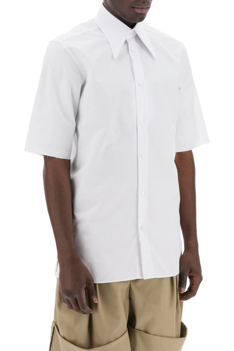 MAISON MARGIELA Mens Studded Poplin Shirt - Short Sleeves, Regular Fit