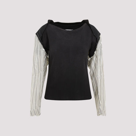 MAISON MARGIELA Essential Black Cotton Tee for Women