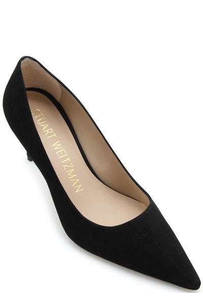 STUART WEITZMAN Leather Pointed Toe Pumps with Raffia Detailing for Women