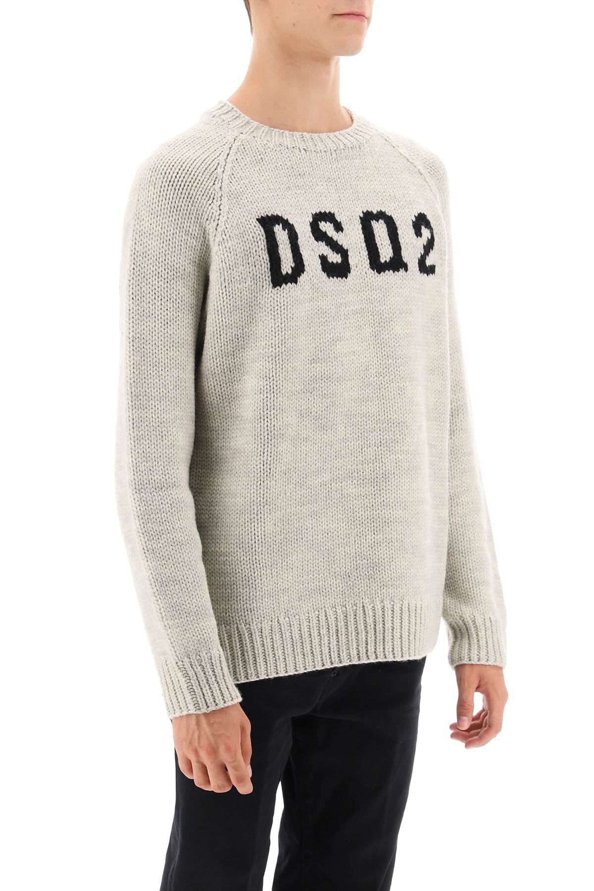 DSQUARED2 Men's Grey Raglan-Sleeve Sweater - FW23 Collection