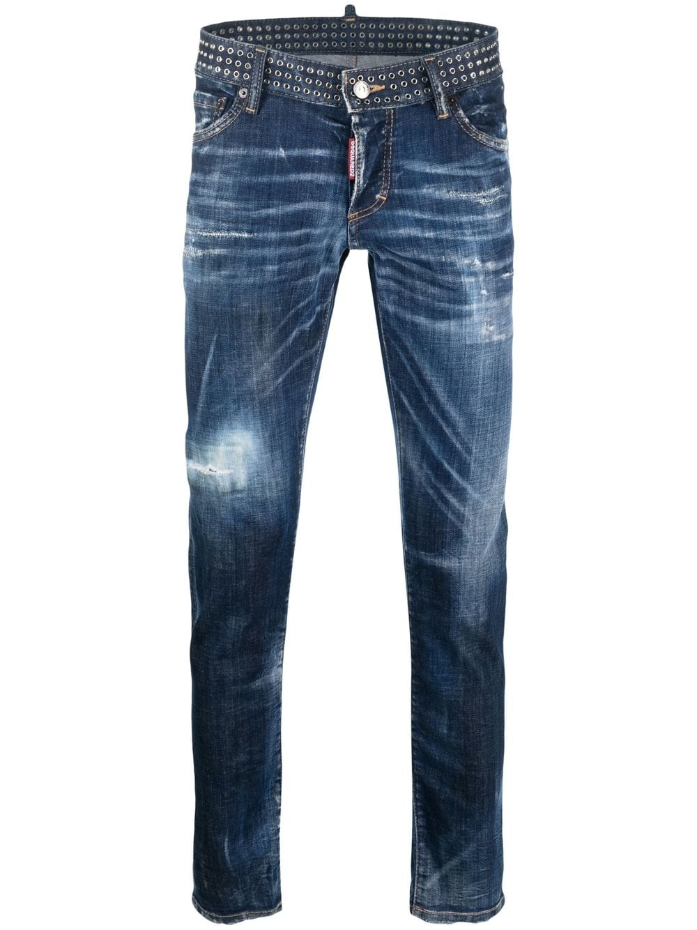 DSQUARED2 Modern & Edgy Studded Slim-Cut Stretch Jeans for Men - Navy Blue