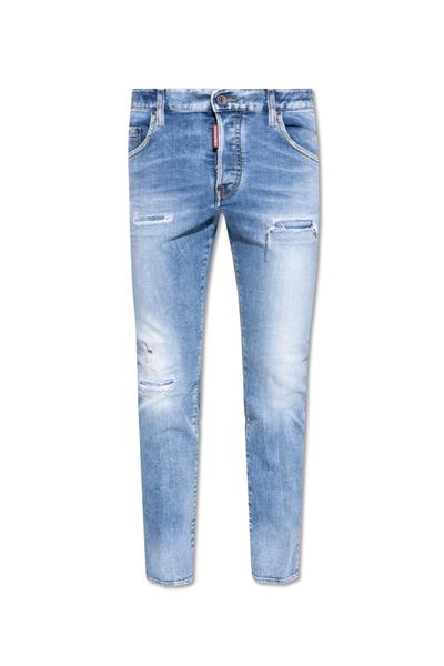 DSQUARED2 Mid-Rise Distressed Skinny Jeans for Men in Navy Blue