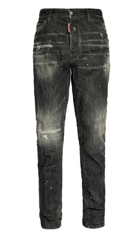 DSQUARED2 Distressed Black Denim Pants with Unique Detailing