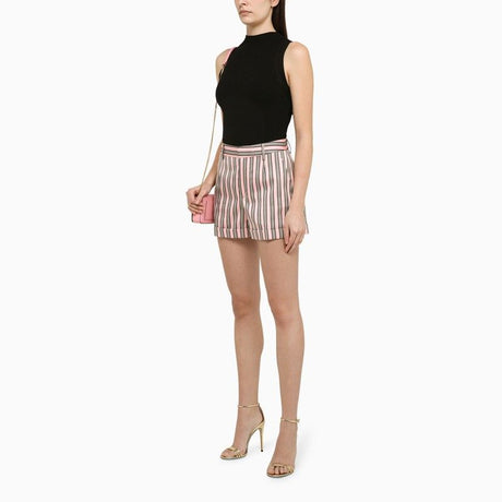 DSQUARED2 Pink and Blue Striped Cotton-Blend Shorts for Women | SS24 Collection