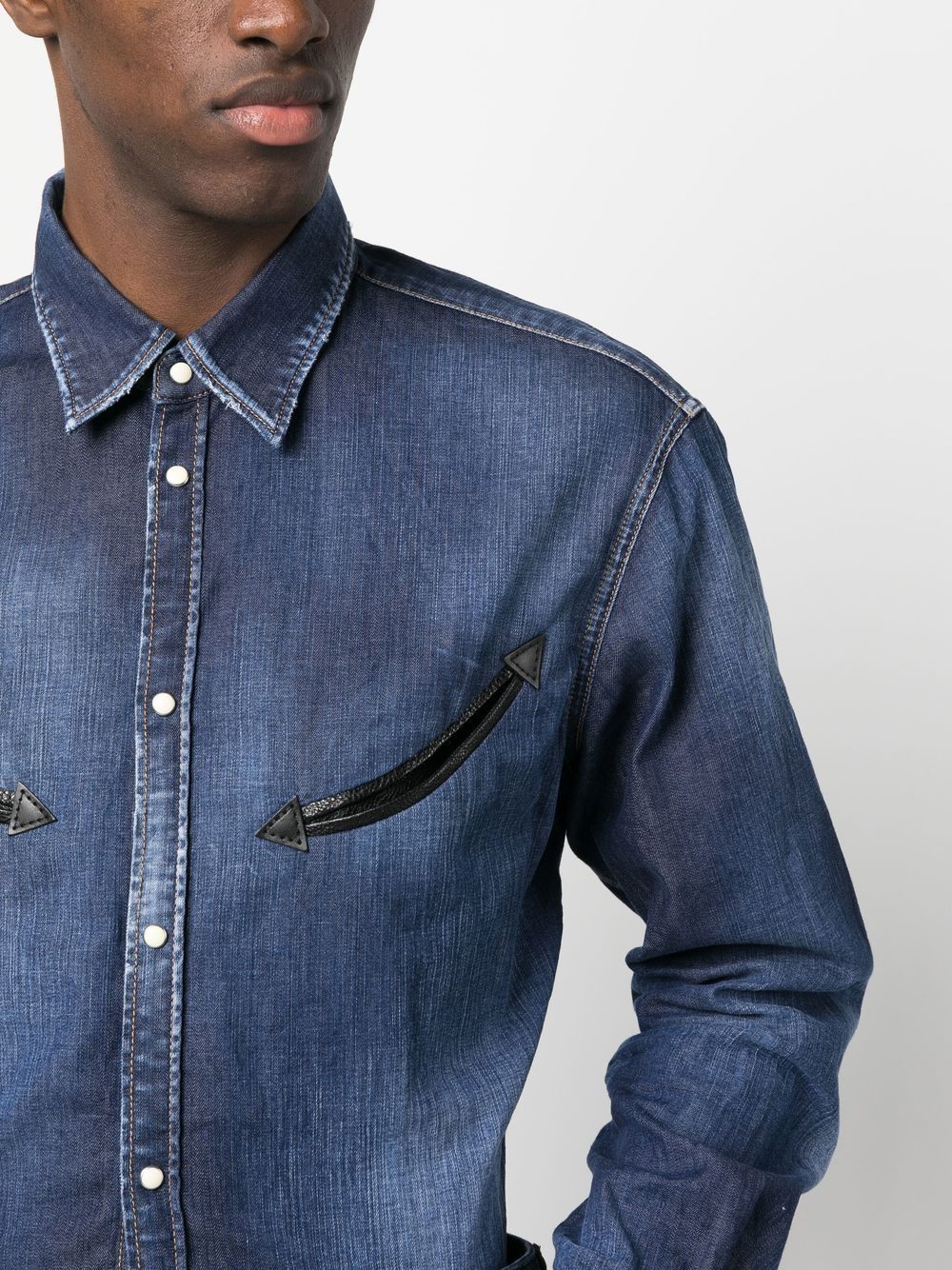 DSQUARED2 Indigo Blue Western-Inspired Stretch Denim Shirt for Men