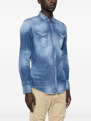 DSQUARED2 Western-Inspired Rugged Denim Shirt