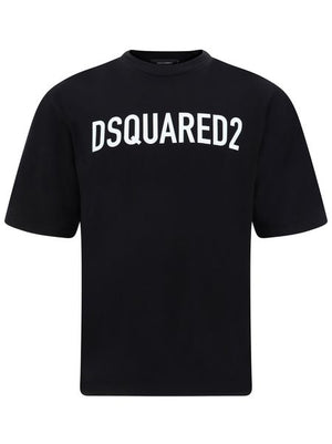 DSQUARED2 Men's Black Logo-Print Cotton T-Shirt for FW23