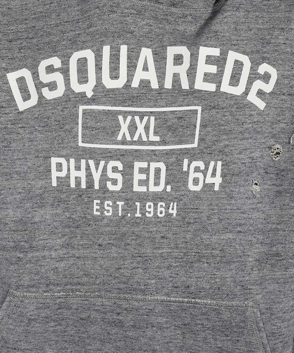 DSQUARED2 Men's Grey Contrast Print Distressed Hoodie