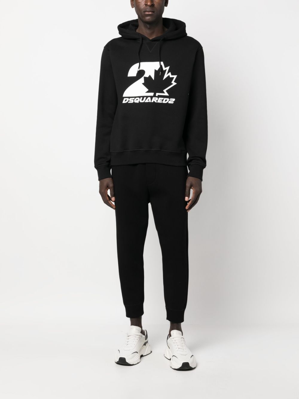 DSQUARED2 Stylish and Comfortable Black Drawstring Cotton Hoodie for Men - FW23 Collection