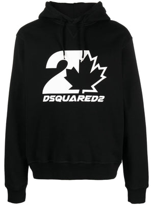 DSQUARED2 Stylish and Comfortable Black Drawstring Cotton Hoodie for Men - FW23 Collection