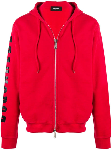 DSQUARED2 Red Zip Up Men's Sweatshirt