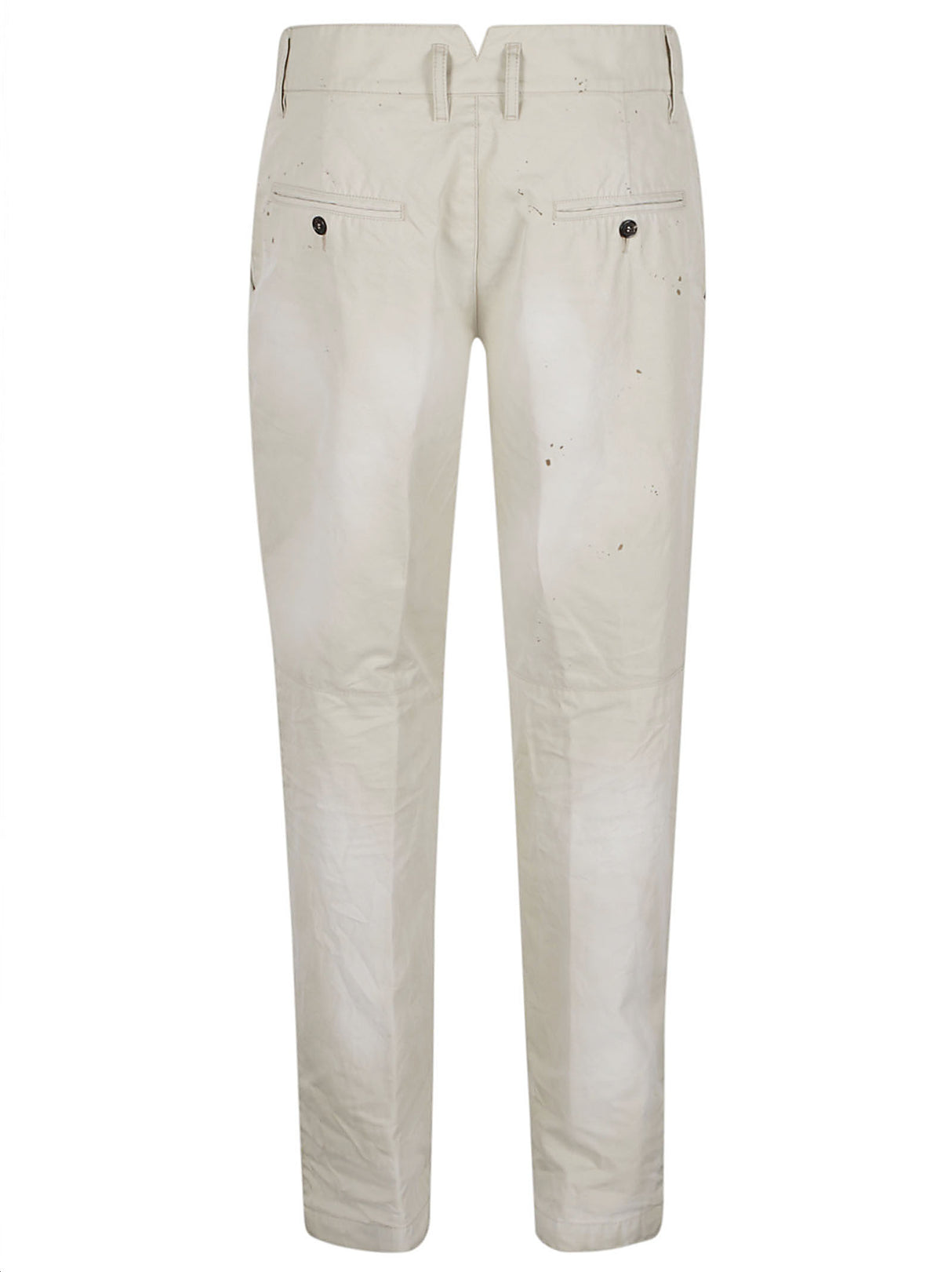 DSQUARED2 Men's Beige Cotton Twill Trousers with Embroidery