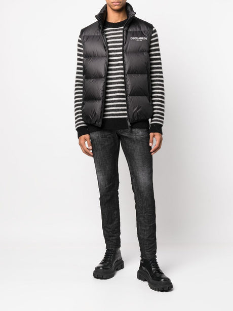 DSQUARED2 Men's Distressed Skinny-Cut Black Denim Jeans from FW23 Collection