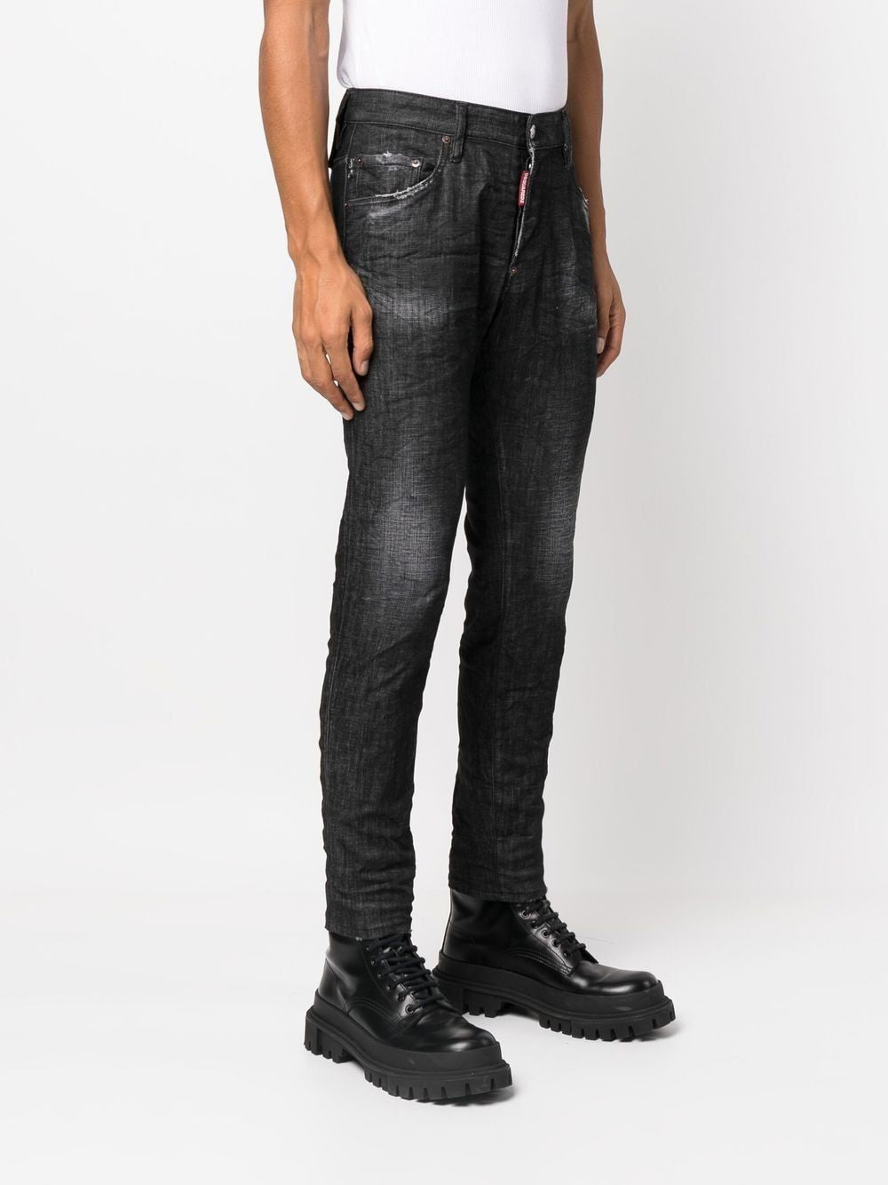 DSQUARED2 Men's Distressed Skinny-Cut Black Denim Jeans from FW23 Collection