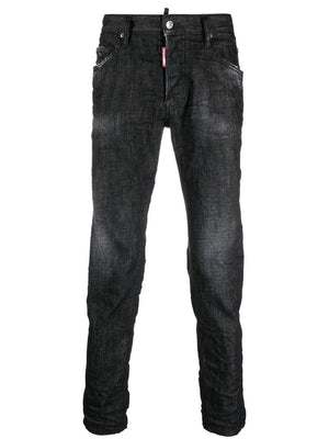 DSQUARED2 Men's Distressed Skinny-Cut Black Denim Jeans from FW23 Collection