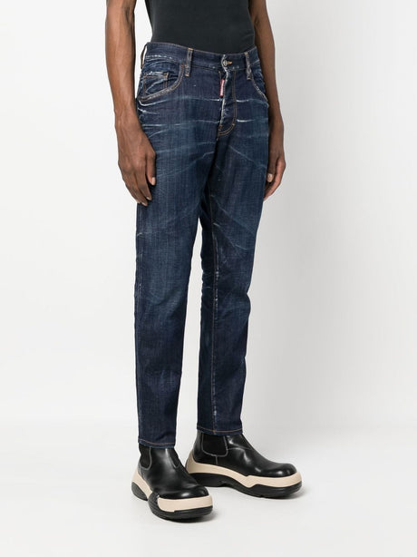 DSQUARED2 Men's Bleached Effect Blue Cotton Trousers