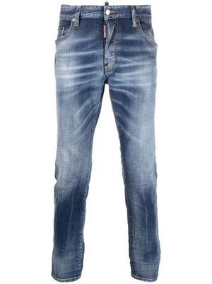 DSQUARED2 Men's Blue Denim Straight Pants for 2024 Season