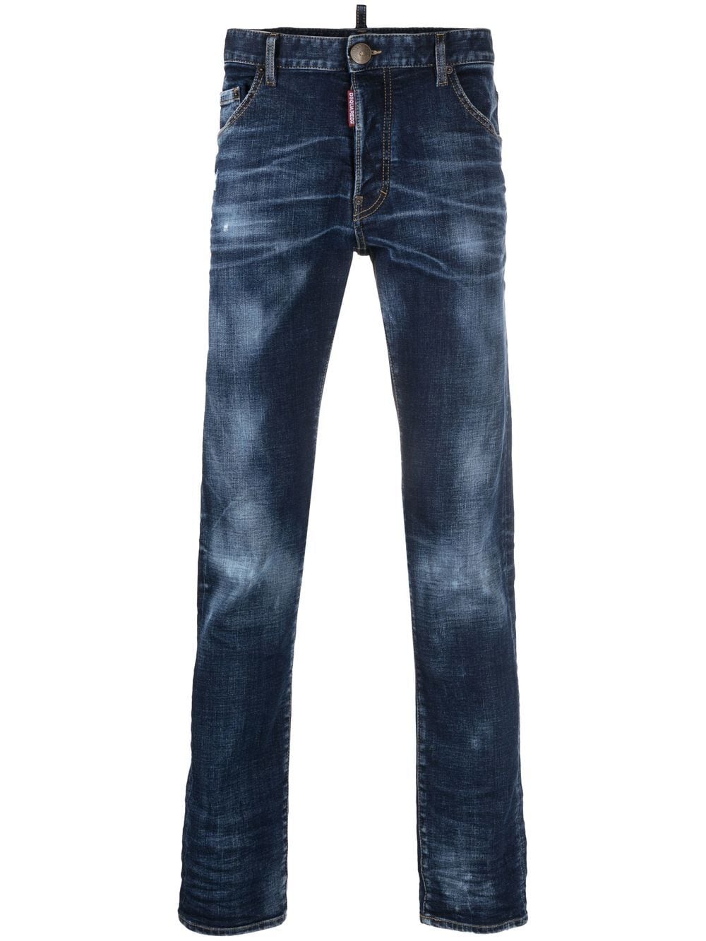 DSQUARED2 Faded Stretch Cotton Jeans for Men: Dark-Wash Denim with Subtle Faded Effect