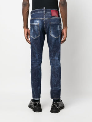 DSQUARED2 Indigo Blue Distressed Slim Fit Jeans for Men - FW23 Collection