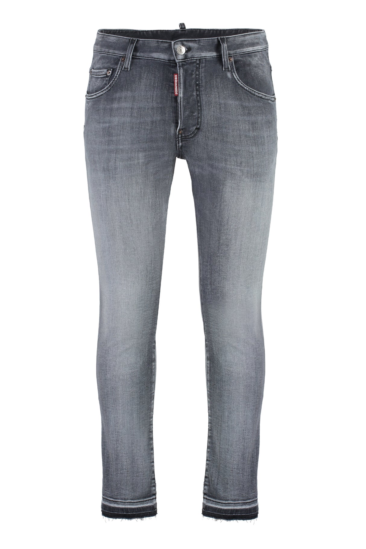 DSQUARED2 Men's Washed-Out Skater Jeans with Customized Rivets and Leather Logo Patch