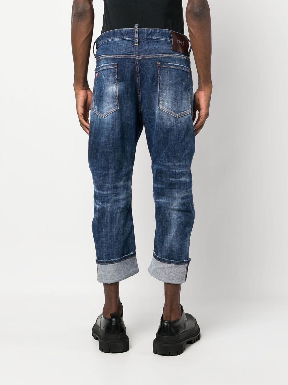 DSQUARED2 Men's Turn-Up Hem Tapered Leg Jeans in Classic Blue FW23