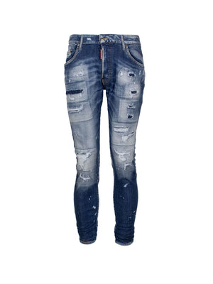 DSQUARED2 Indigo Blue Distressed Slim-Leg Jeans for Men