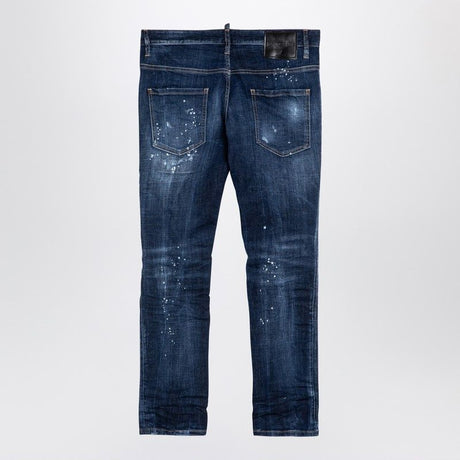 Quần jeans denim xanh navy có mài mòn