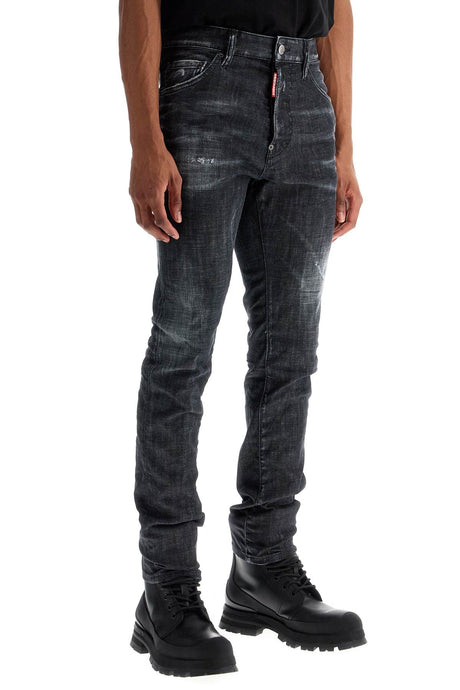 DSQUARED2 Slim Fit Black Cotton Jeans with Faded Effect