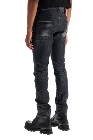 DSQUARED2 Slim Fit Black Cotton Jeans with Faded Effect