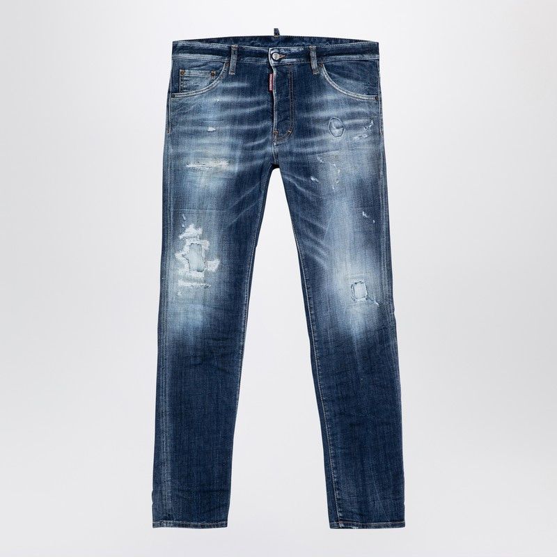 DSQUARED2 Navy Blue Distressed Denim Jeans