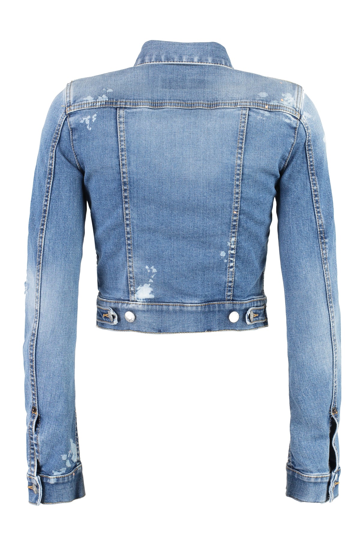 DSQUARED2 Chic Bleach-Washed Denim Jacket with Rhinestone Accents