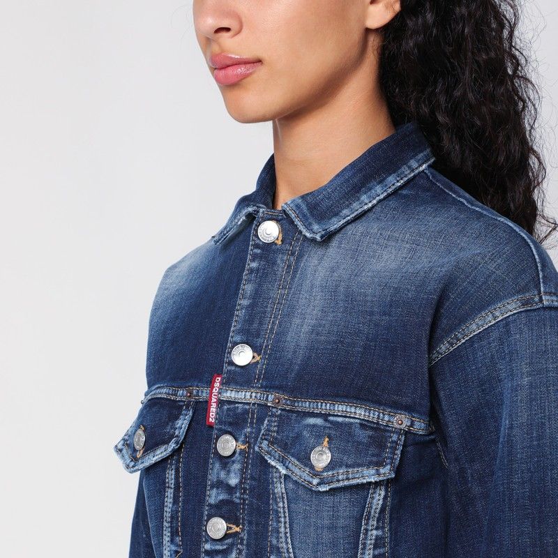 DSQUARED2 Chic Washed Denim Mini Dress with Bustier Top