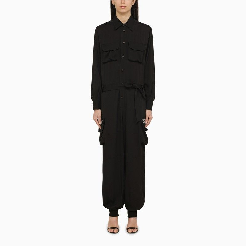 DSQUARED2 Black Silk Blend Cargo Suit for Women - SS24