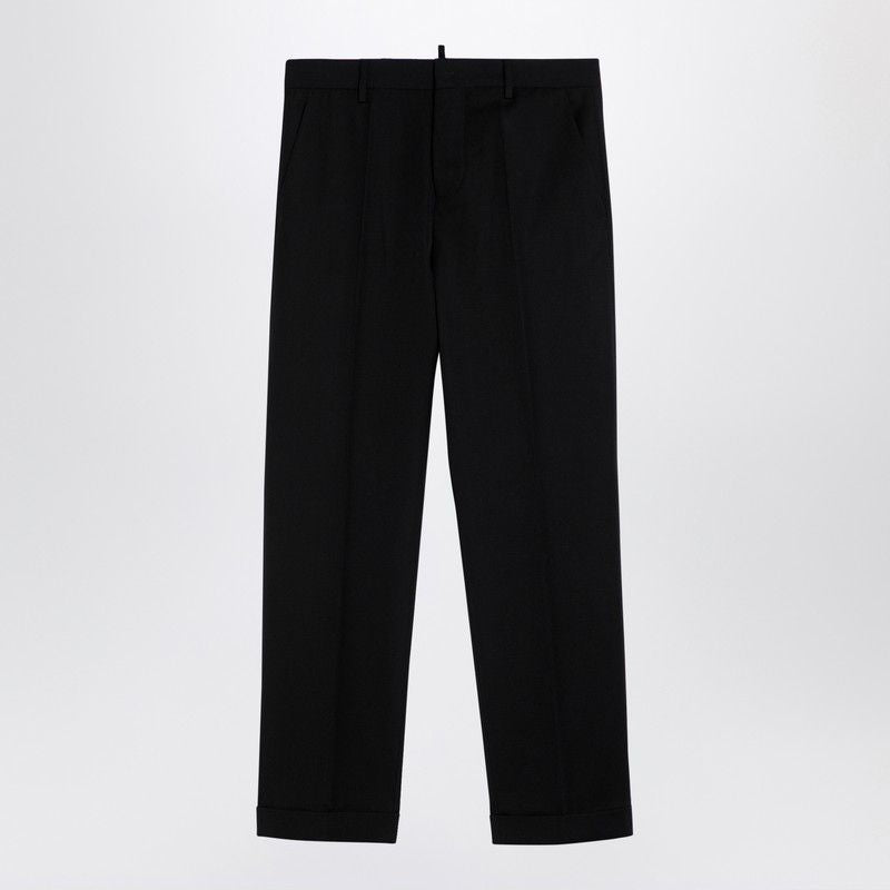 DSQUARED2 Elegant Straight Wool Trousers - Black