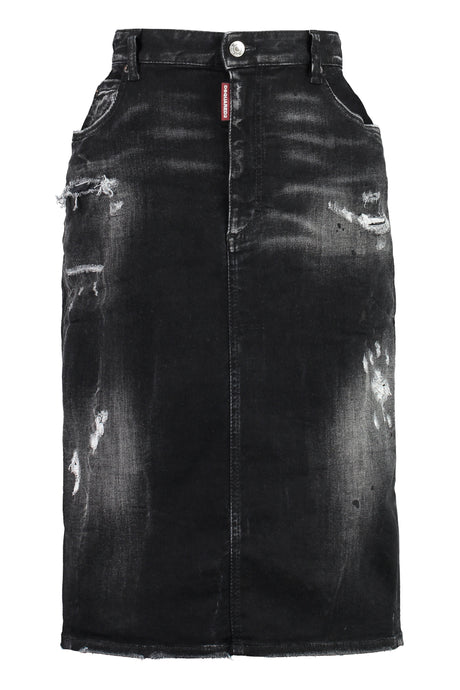 DSQUARED2 Edgy Black Denim Skirt - Women's Fashion for FW23