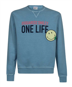 DSQUARED2 Men's Light Blue Cotton Sweatshirt with Cool Fit and Back Print