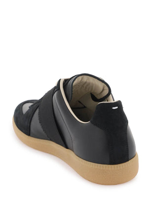 MAISON MARGIELA Black Leather Sneakers with Elastic Band for Women