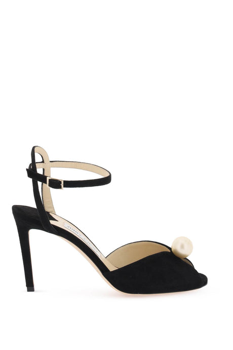 JIMMY CHOO Elegant Pearl-Embellished Open Toe Sandals