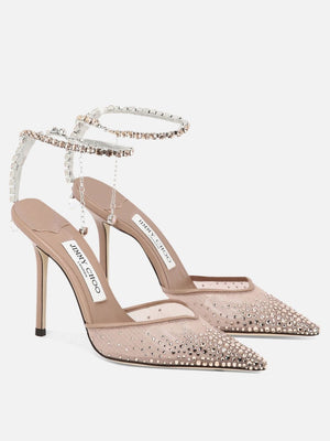 JIMMY CHOO Pink Crystal Ankle Strap Pumps - SS24 Collection for Women