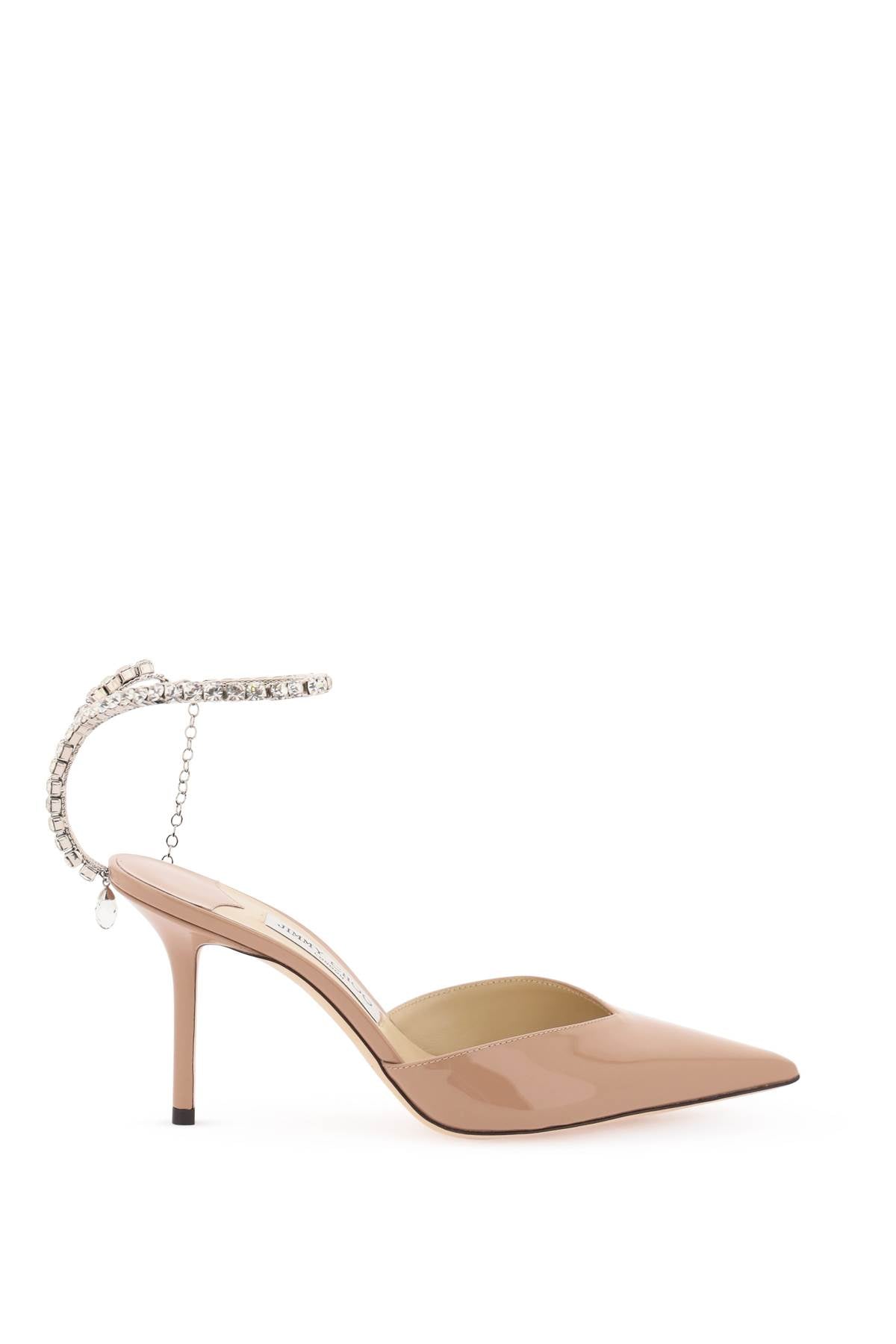 JIMMY CHOO Elegant Patent Pumps with Crystal Ankle Strap